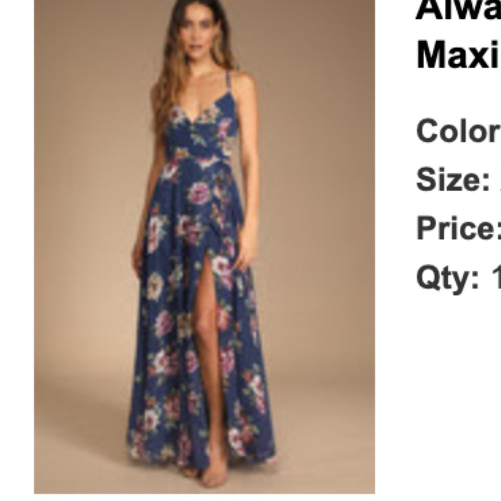 Always There For Me Navy Blue Floral Print Wrap Maxi Dress